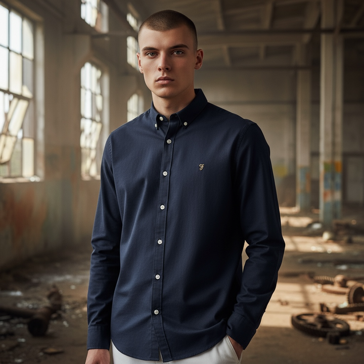 Image for FARAH BREWER NAVY LS SHIRT | Farah | Morans Menswear