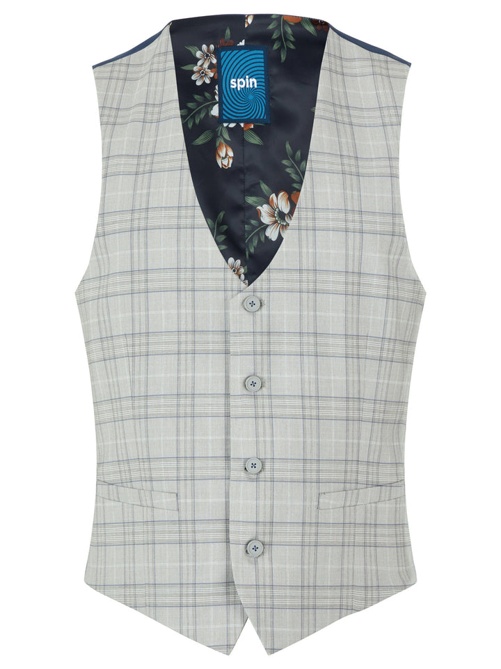 Image for SPIN JADEN GREY CHECK WAISTCOT | Spin | Morans Menswear