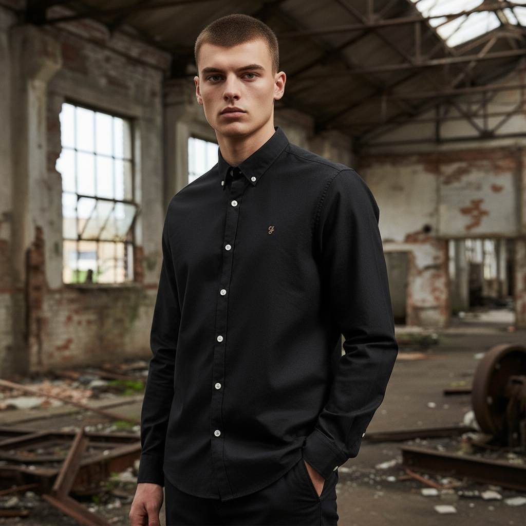 Image for FARAH BREWER BLACK SHIRT | Farah | Morans Menswear