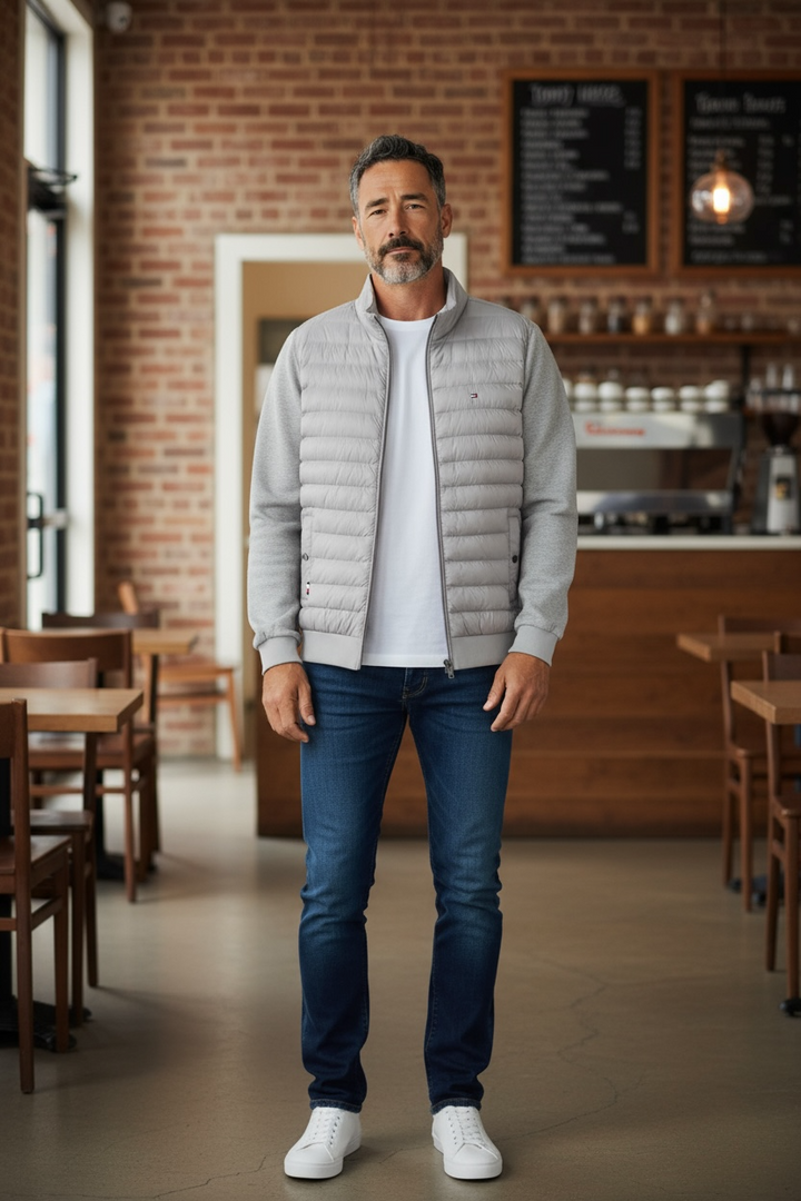 Image for TOMMY HILFIGER MIX MEDIA STAND HYBRID JACKET | Tommy Hilfiger | Morans Menswear