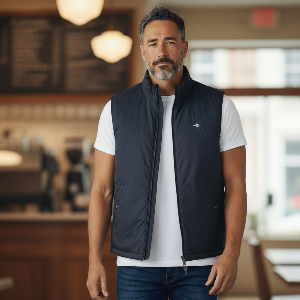 Image for GANT LIGHT INSULATED NAVY VEST | GANT | Morans Menswear