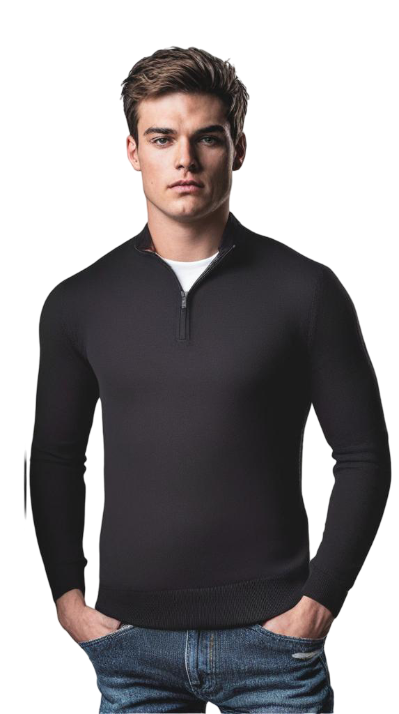 Image for REMUS HALF ZIP BLACK SWEATER | Remus Uomo | Morans Menswear