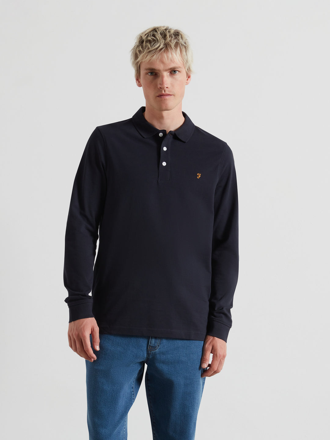 Image for FARAH BLANES LS NAVY POLO SWEAT | Farah | Morans Menswear