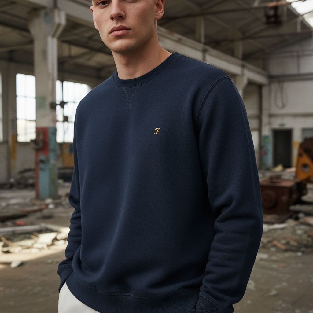 Image for FARAH TIM NEW CREW NAVY SWEAT | Farah | Morans Menswear