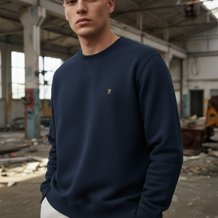 Image for FARAH TIM NEW CREW NAVY SWEAT | Farah | Morans Menswear