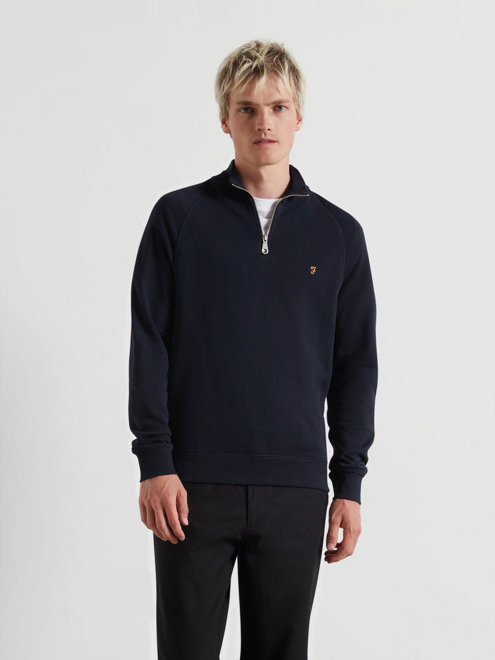 Image for FARAH JIM 1/4 ZIP NAVY SWEATER | Farah | Morans Menswear
