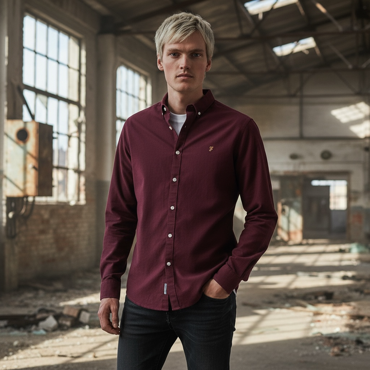 Image for FARAH BREWER LS BD BORDEAUX SHIRT | Farah | Morans Menswear