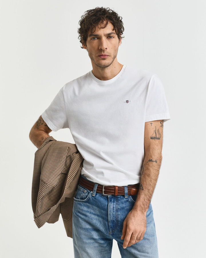 Image for GANT REG SHIELD SS WHITE TEE | GANT | Morans Menswear