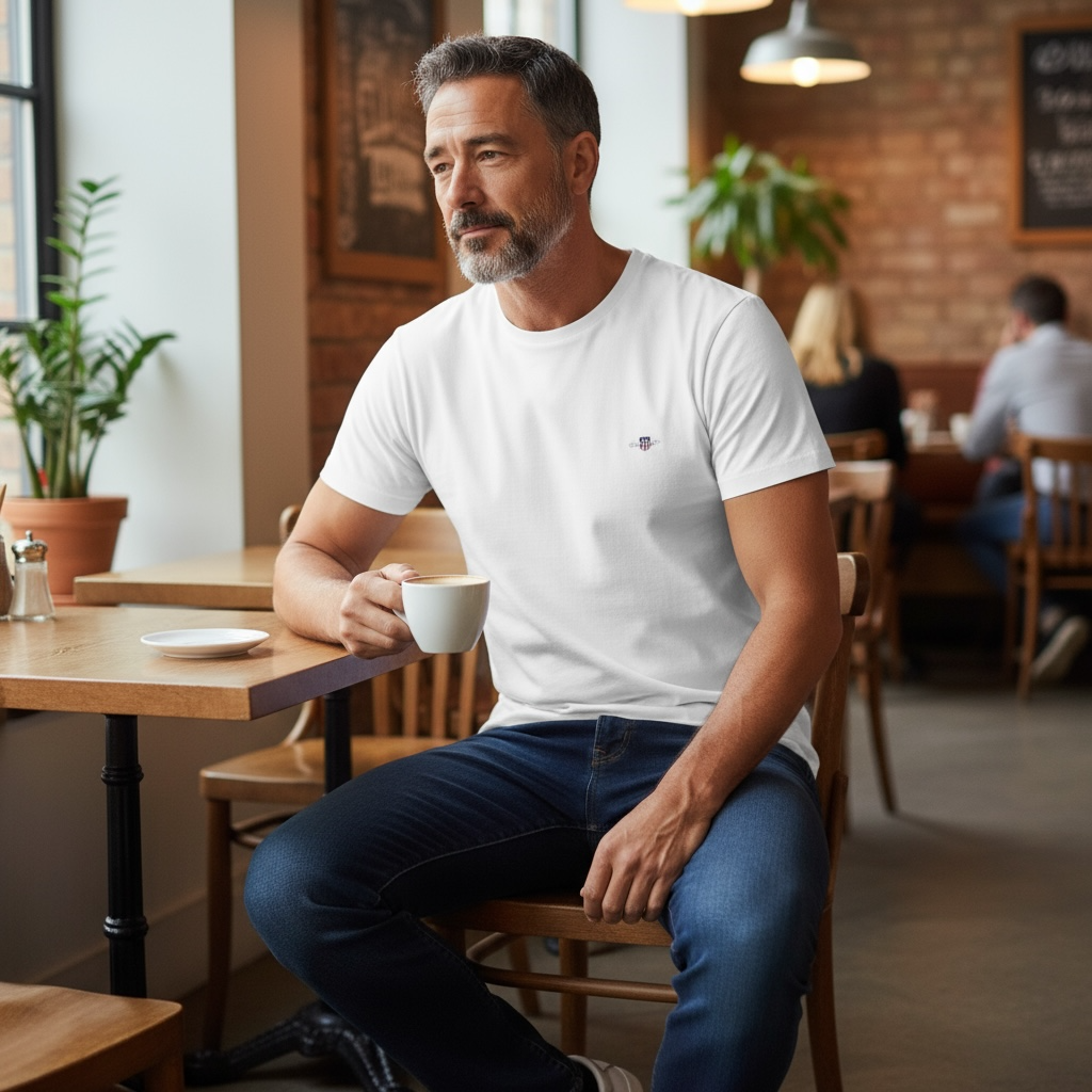 Image for GANT REG SHIELD SS WHITE TEE | GANT | Morans Menswear