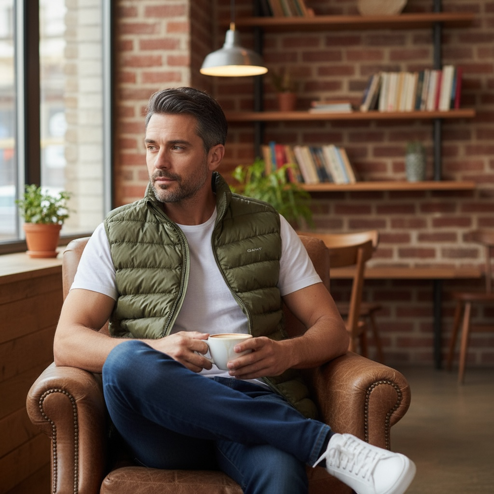 Image for GANT GREEN LIGHT DOWN VEST GILET | GANT | Morans Menswear