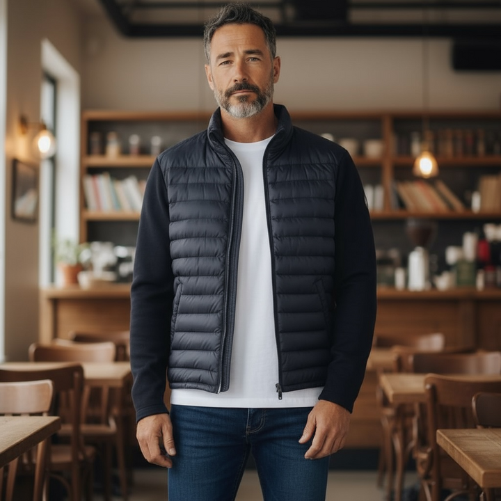 Image for GANT NAVY MIXED MEDIA JACKET | GANT | Morans Menswear