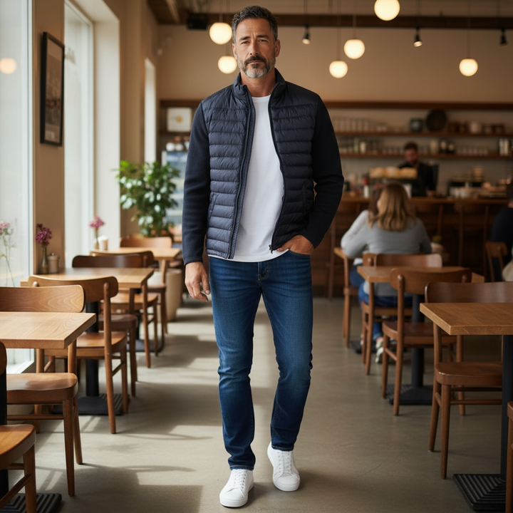 Image for GANT NAVY MIXED MEDIA JACKET | GANT | Morans Menswear