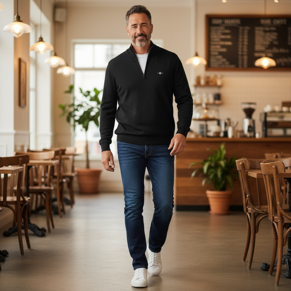 Image for GANT CLASSIC COTTON 1/2 ZIP SWEATER | GANT | Morans Menswear