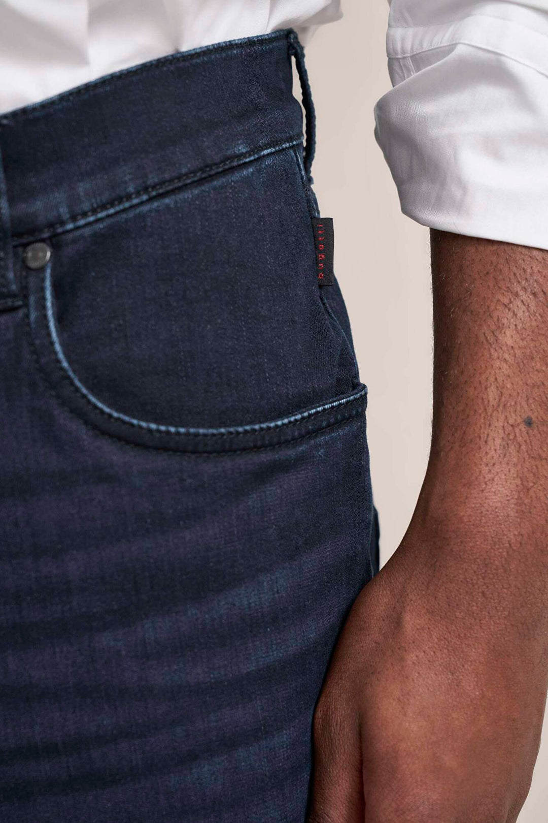 Image for BUGATTI BLUE/BLACK TAPPERED FIT  JEANS | Bugatti | Morans Menswear