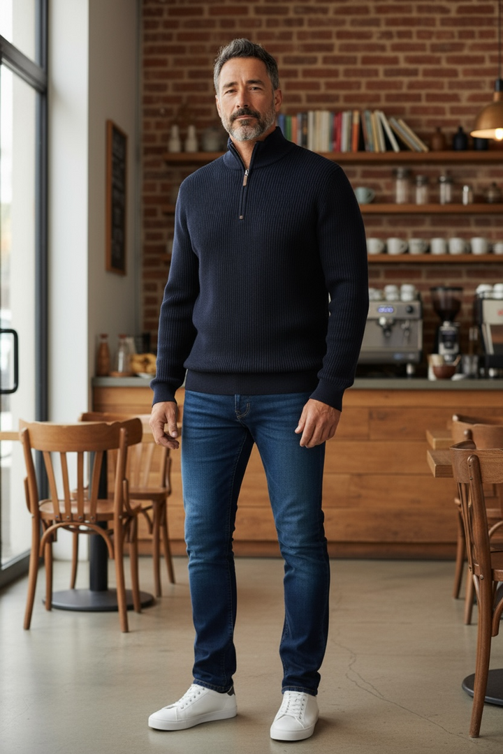 Image for BUGATTI NAVY 1/2 ZIP SWEATER | Bugatti | Morans Menswear