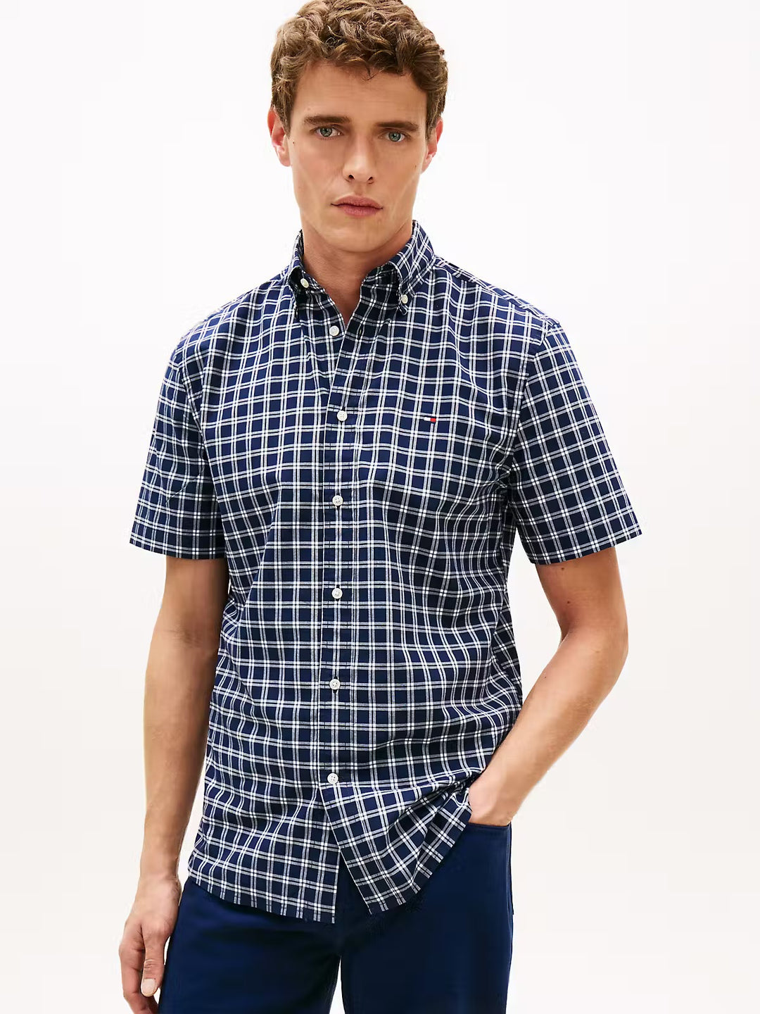 Image for TOMMY HILFIGER FLEX POPLIN CHECK SHORT SLEEVE SHIRT | Tommy Hilfiger | Morans Menswear