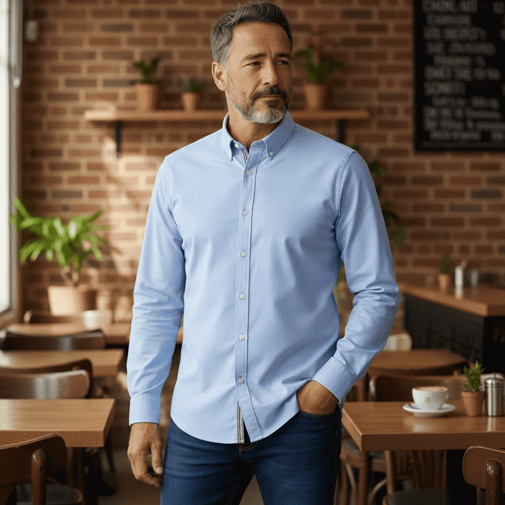Image for BUGATTI BLUE OXFORD SHIRT | Bugatti | Morans Menswear