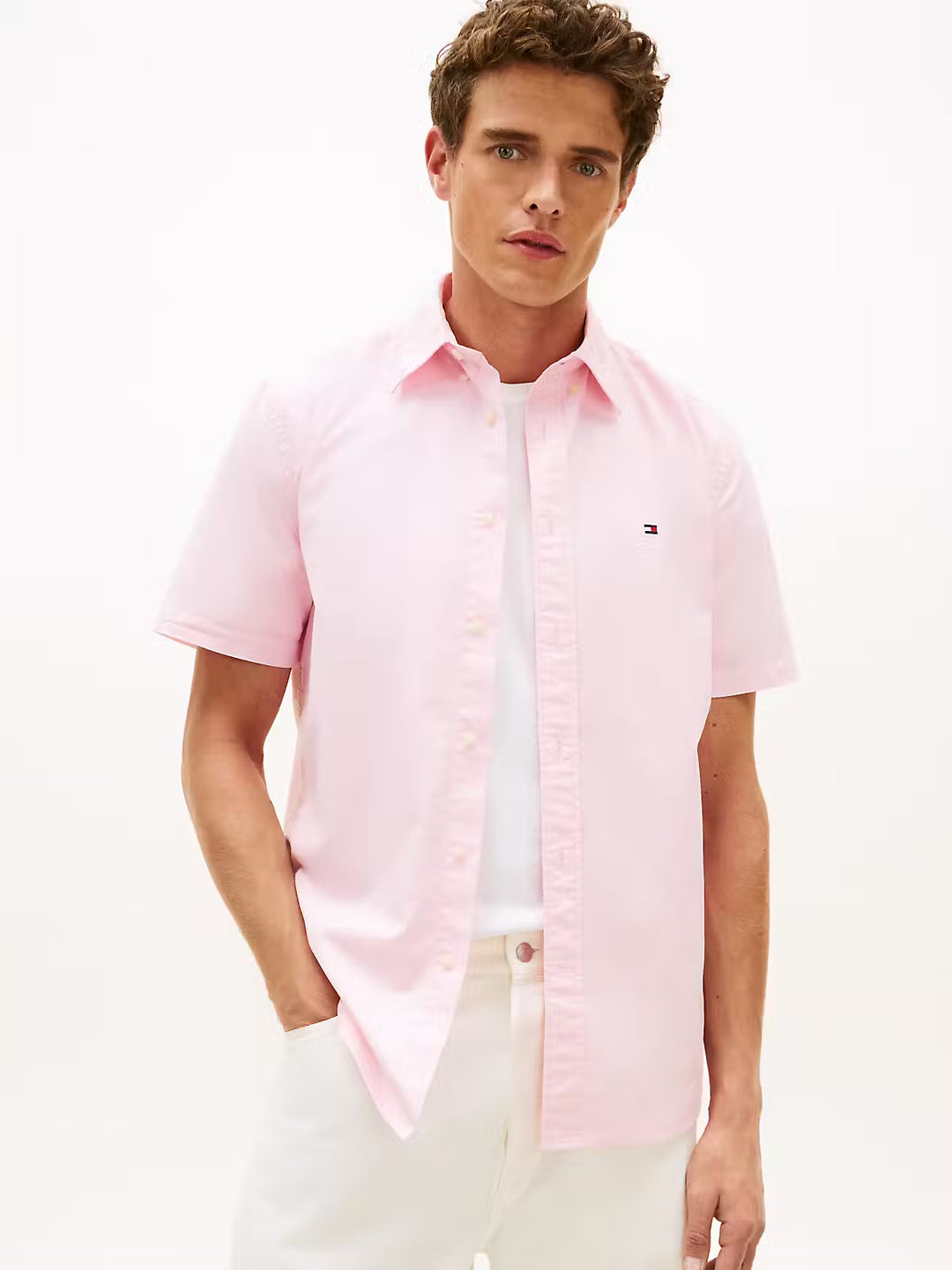 Image for TOMMY HILFIGER FLEX POPLIN HOUNDSTOOTH SHORT SLEEVE SHIRT | Tommy Hilfiger | Morans Menswear