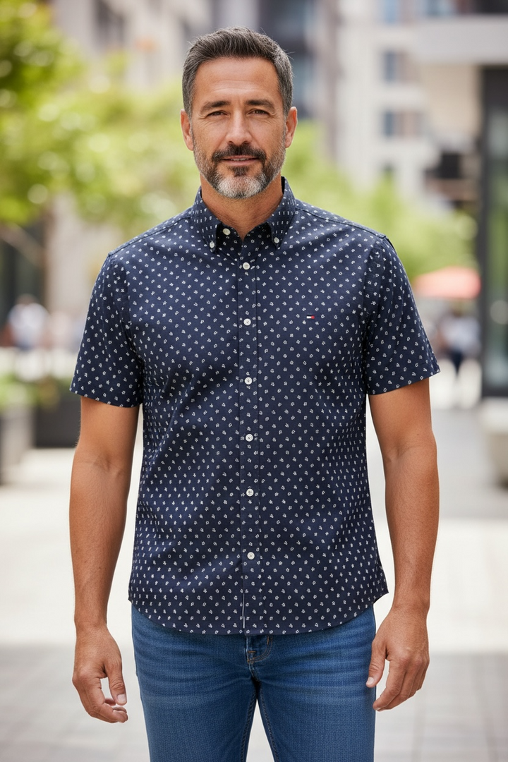 Image for TOMMY HILFIGER FLEX POPLIN PRINT SHIRT | Tommy Hilfiger | Morans Menswear