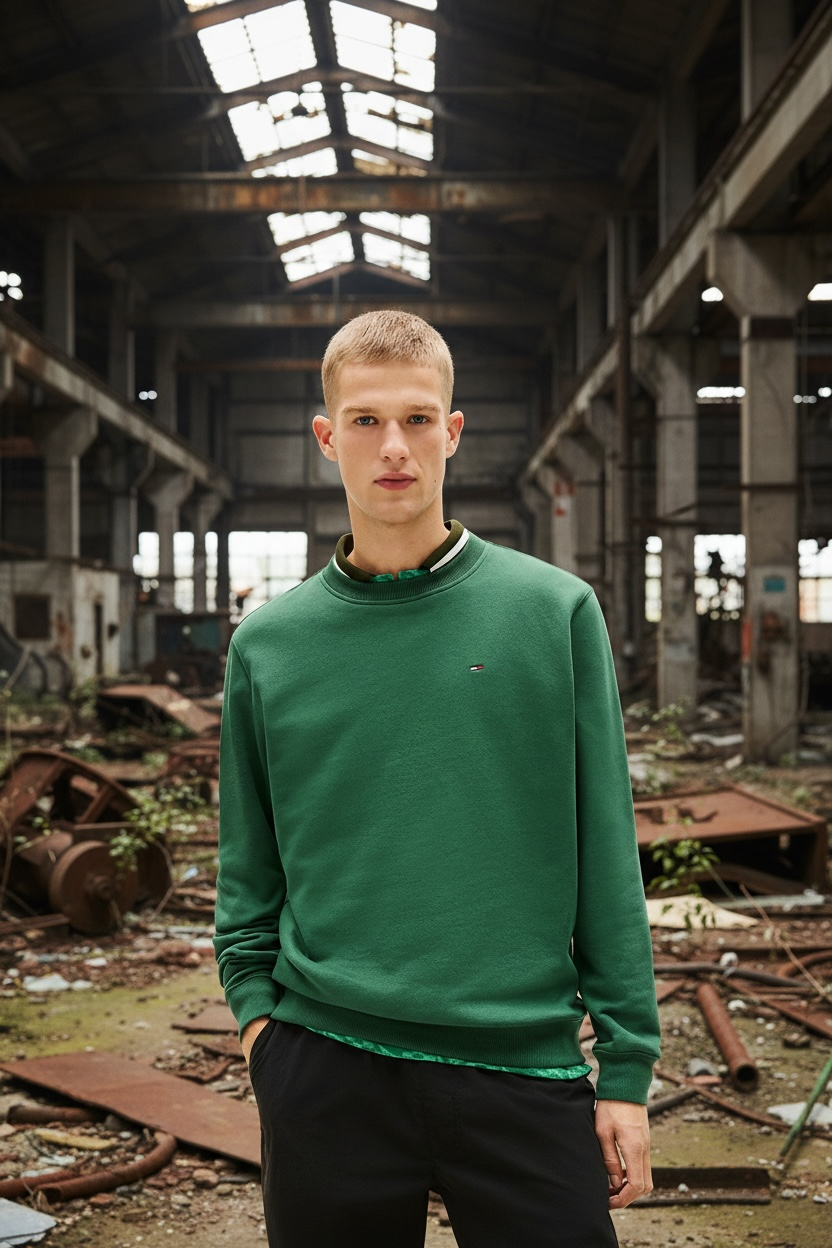 Image for TOMMY JEANS FLAG GREEN CREW REGULAR SWEAT | Tommy JEANS | Morans Menswear