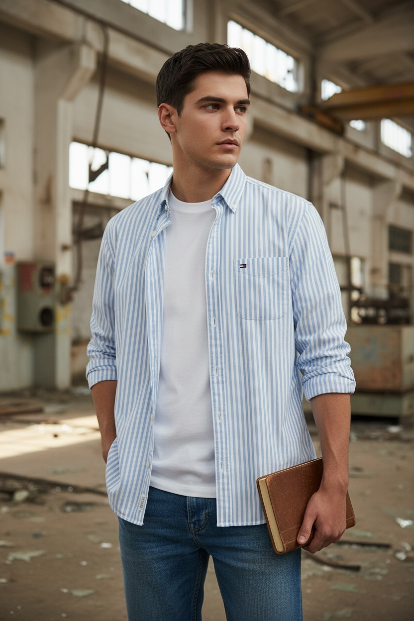 Image for TOMMY JEANS STRIPE OXFORD SHIRT | Tommy JEANS | Morans Menswear