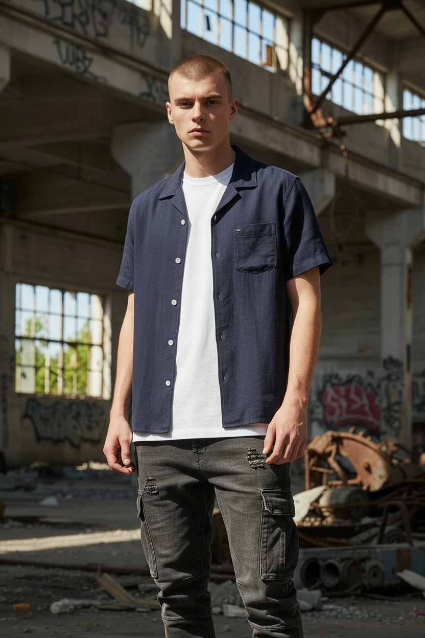 Image for TOMMY JEANS REG LINEN BLEND SHORT SLEEVE SHIRT | Tommy JEANS | Morans Menswear