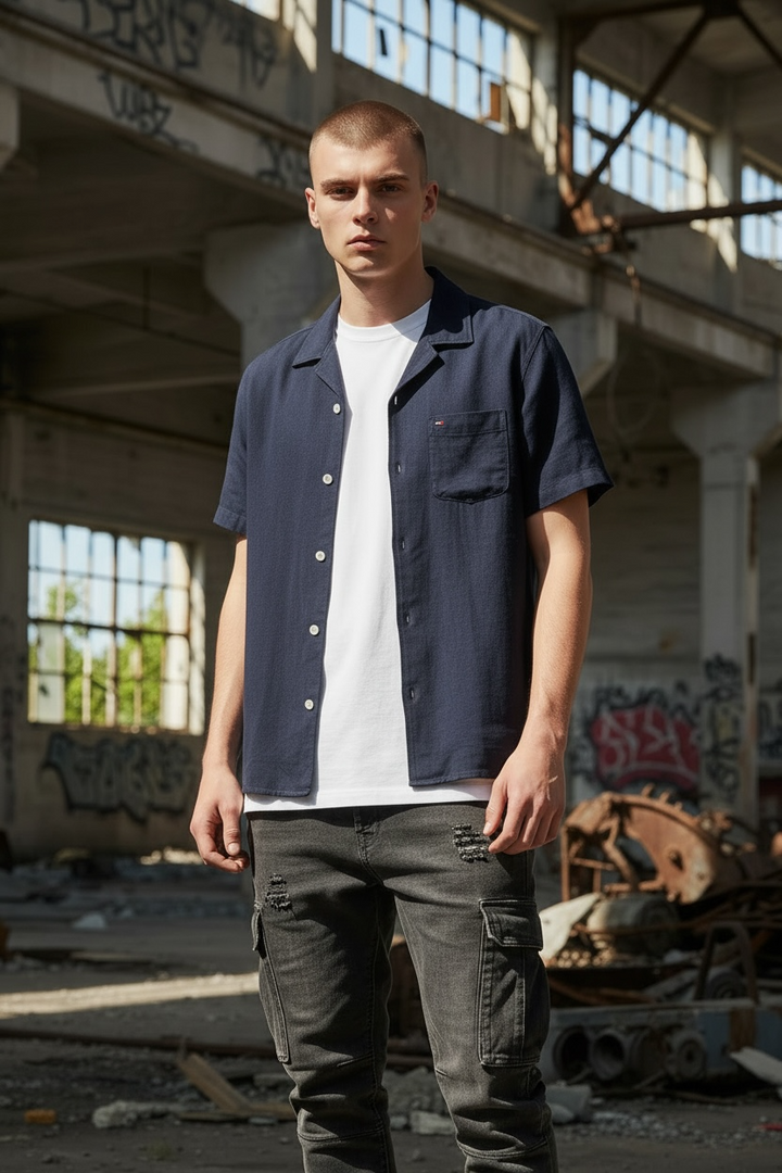 Image for TOMMY JEANS REG LINEN BLEND SHORT SLEEVE SHIRT | Tommy JEANS | Morans Menswear