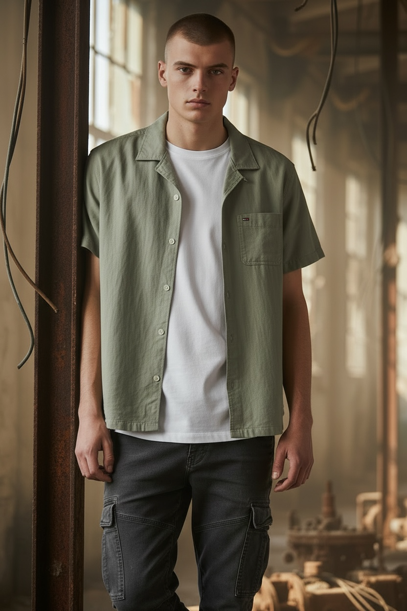 Image for TOMMY JEANS LINEN BLEND CAMP SHORT SLEEVE SHIRT | Tommy JEANS | Morans Menswear