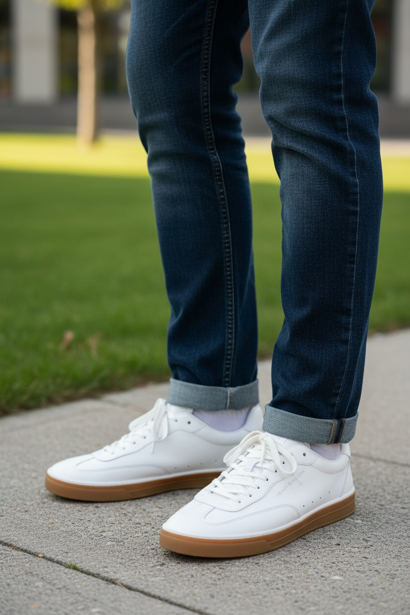 Image for TOMMY HILFIGER LO LUX LEATHER WHITE TRAINERS | Tommy Hilfiger FOOTWEAR | Morans Menswear