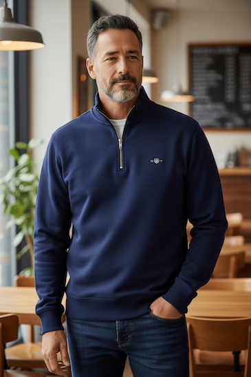 Image for GANT REG SHIELD 1/2 ZIP SWEAT | GANT | Morans Menswear