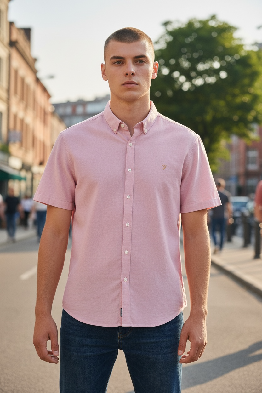 Image for FARAH BREWER BD SHORT SLEEVE  LILAC SHIRT | Farah | Morans Menswear
