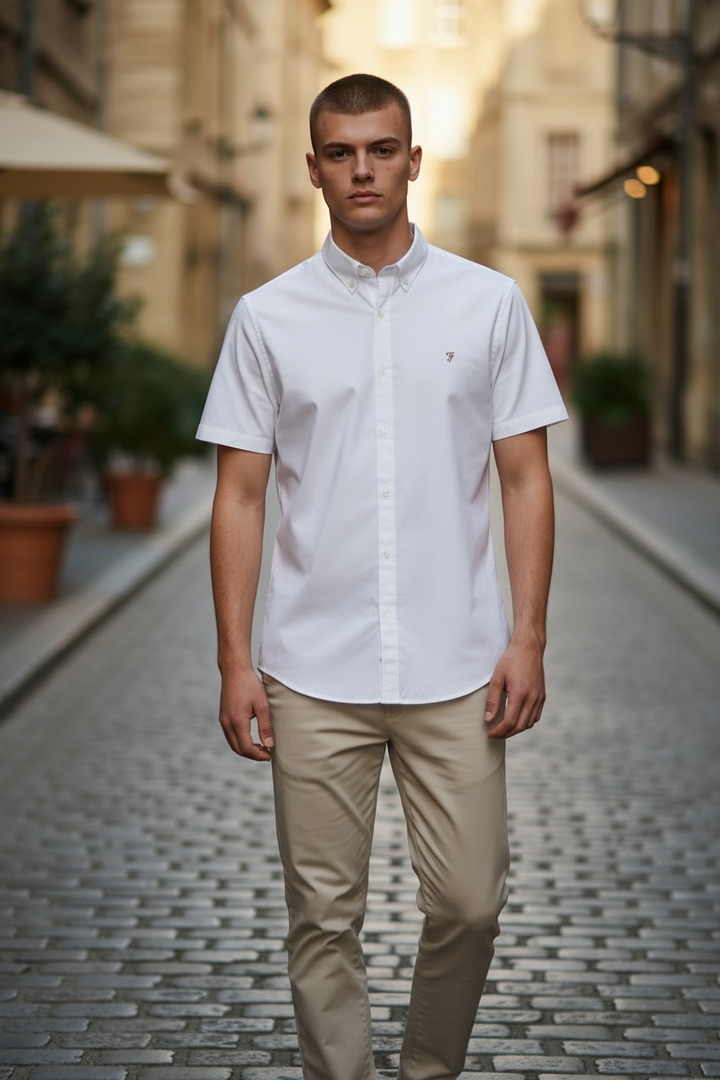 Image for FARAH BREWER BD SHORT SLEEVE  WHITE SHIRT | Farah | Morans Menswear