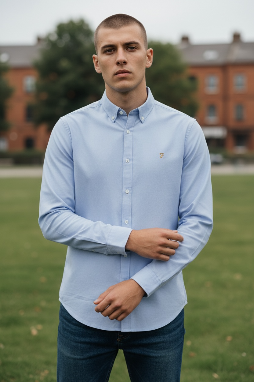 Image for FARAH BREWER BD LS BLUE SHIRT | Farah | Morans Menswear