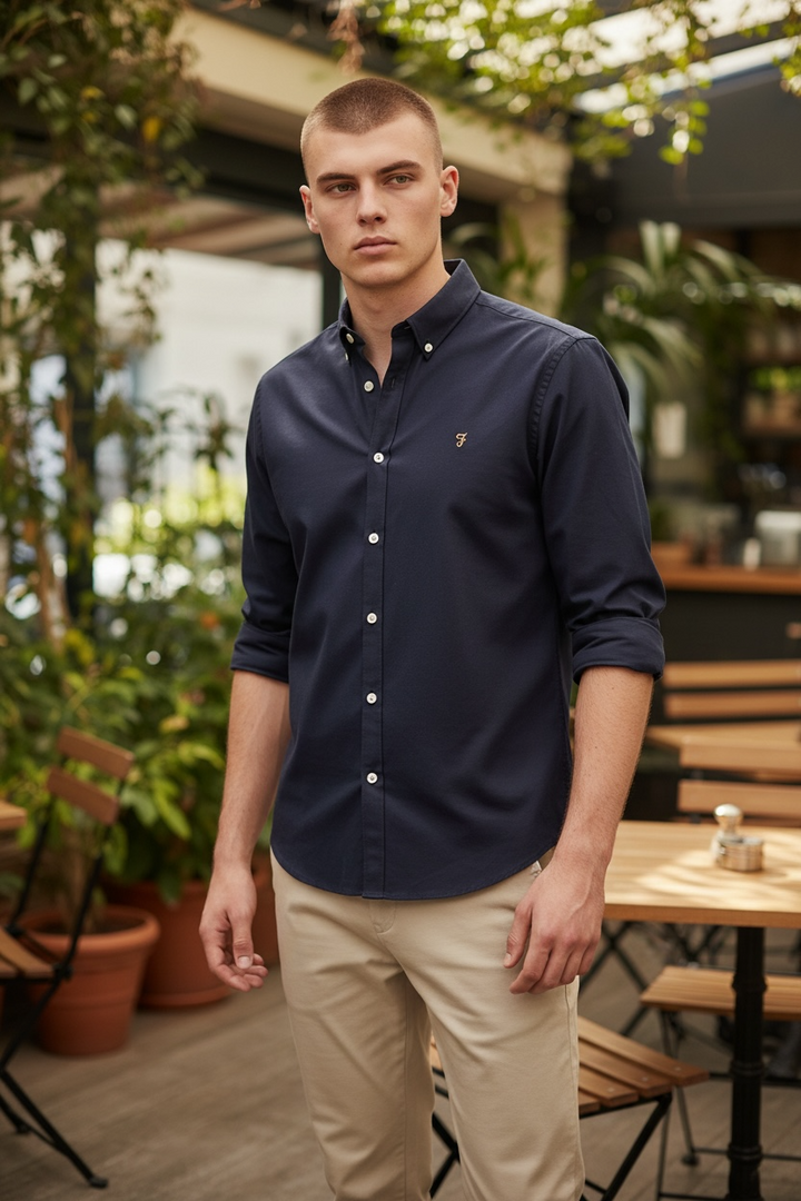 Image for FARAH BREWER BD LS NAVY SHIRT | Farah | Morans Menswear