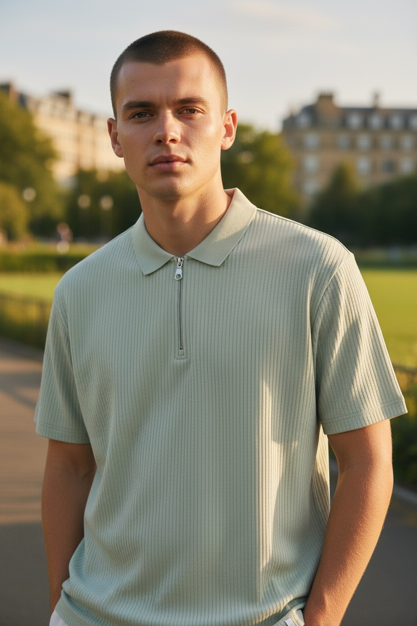 Image for FARAH DOBSON SS ZIP LIME POLO | Farah | Morans Menswear