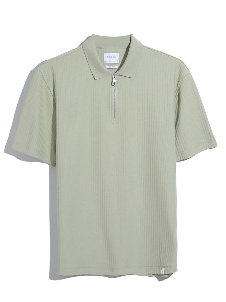 Image for FARAH DOBSON SS ZIP LIME POLO | Farah | Morans Menswear