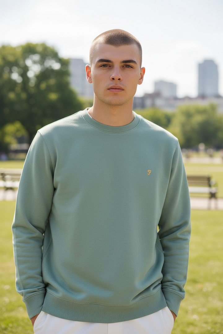 Image for FARAH TIM NEW CREW LIGHT MINT  SWEATSHIRT | Farah | Morans Menswear