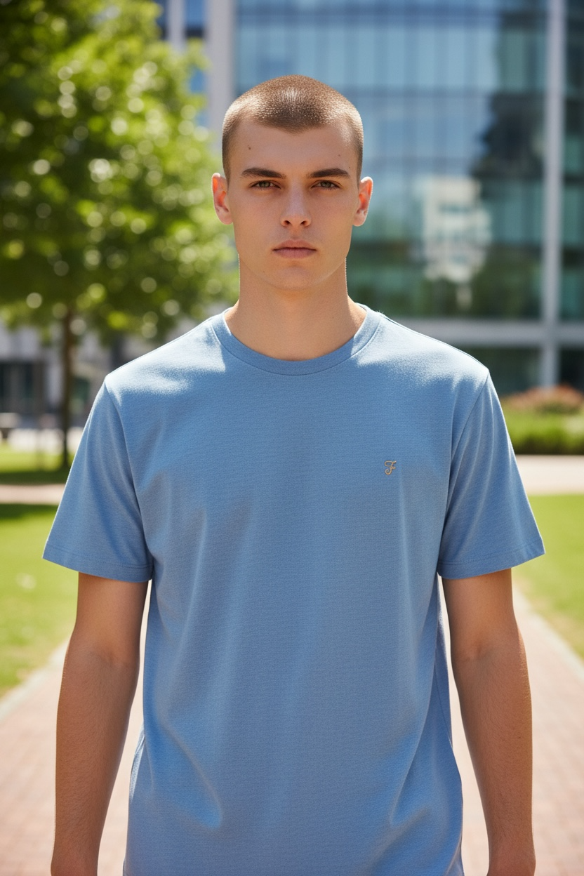 Image for FARAH DANNY REG BLUE SS TEE | Farah | Morans Menswear