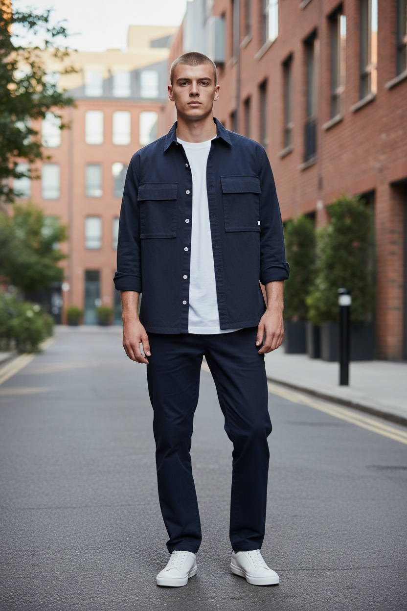 Image for FARAH RALPH NAVY LS OVERSHIRT | Farah | Morans Menswear