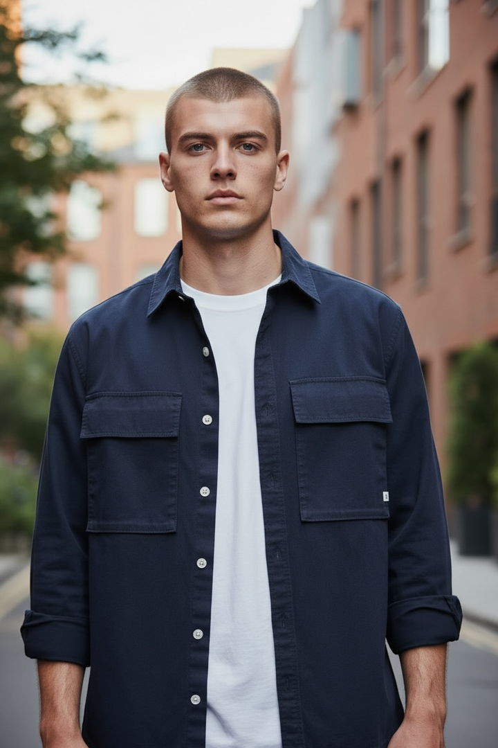 Image for FARAH RALPH NAVY LS OVERSHIRT | Farah | Morans Menswear