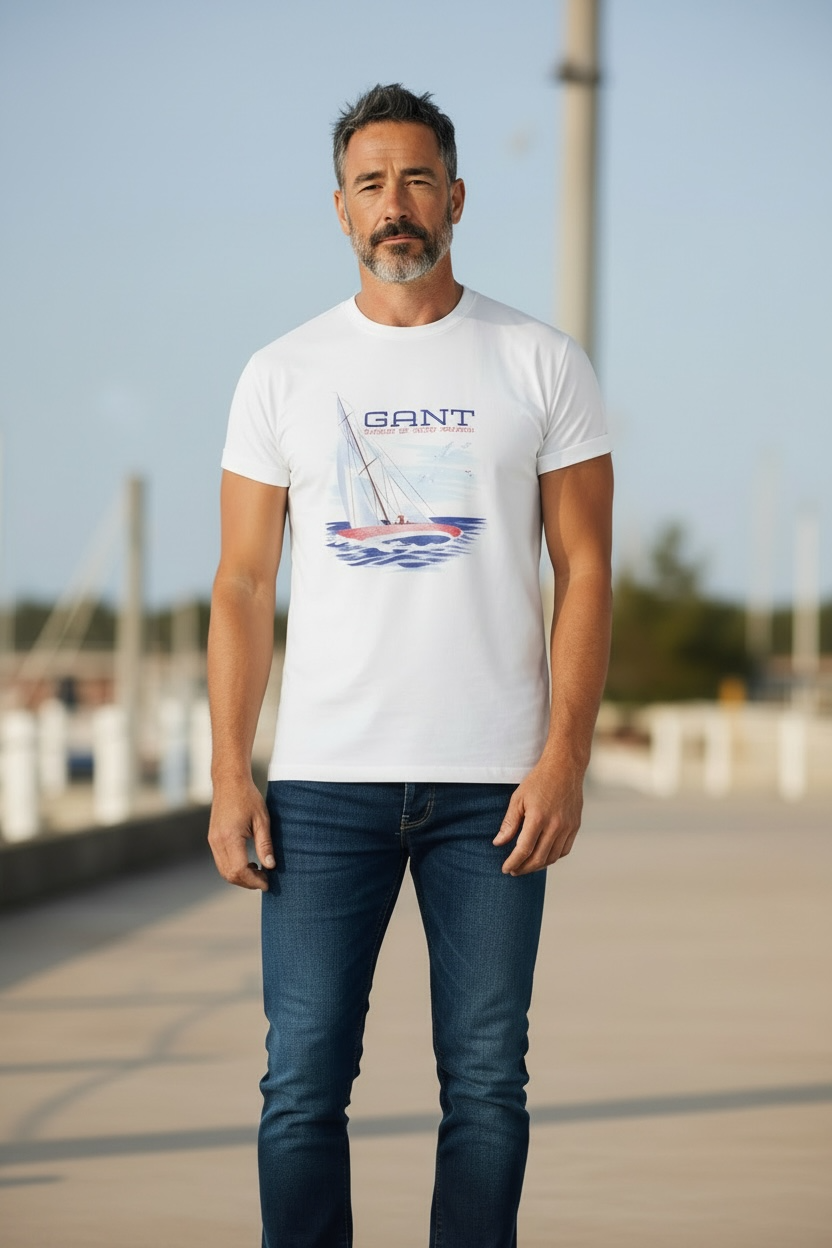 Image for GANT GRAPHIC WHITE  SS TSHIRT | GANT | Morans Menswear