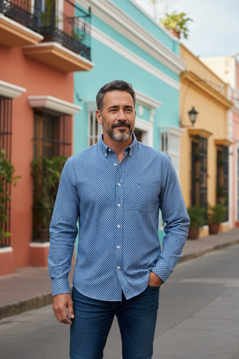 Image for GANT REG COTTON LINEN PRINT SHIRT | GANT | Morans Menswear