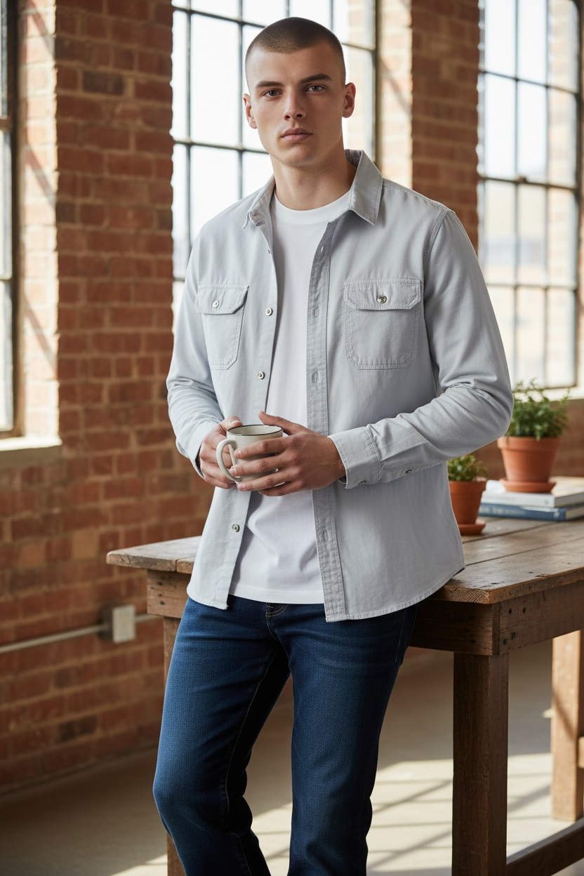 Image for BARBOUR DRAFTMAN COTTON SLUB OVERSHIRT | Barbour | Morans Menswear