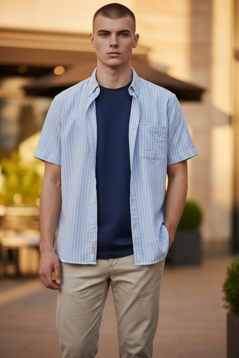 Image for BARBOUR NELSON STRIPED SUMMER SHOT SLEEVE SHIRT | Barbour | Morans Menswear