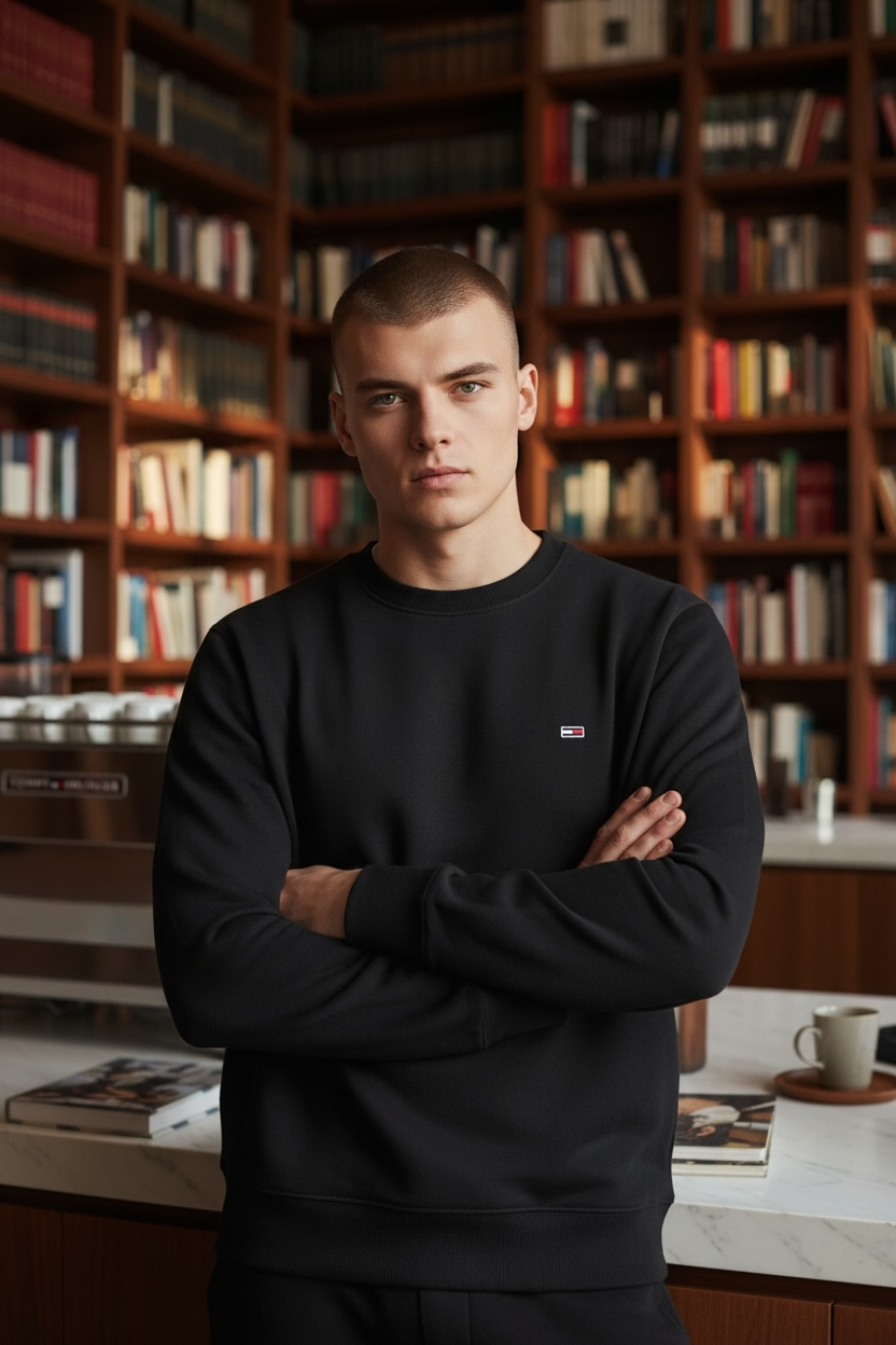 Image for TOMMY JEANS REG FLAG BLK CREW SWEAT | Tommy JEANS | Morans Menswear