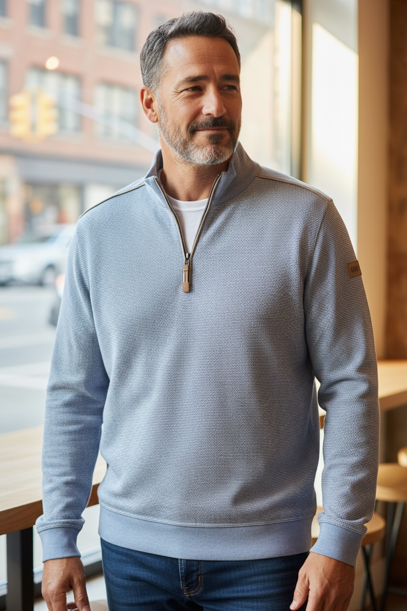 Image for BUGATTI BLUE 1/2 ZIP SWEAT | Bugatti | Morans Menswear