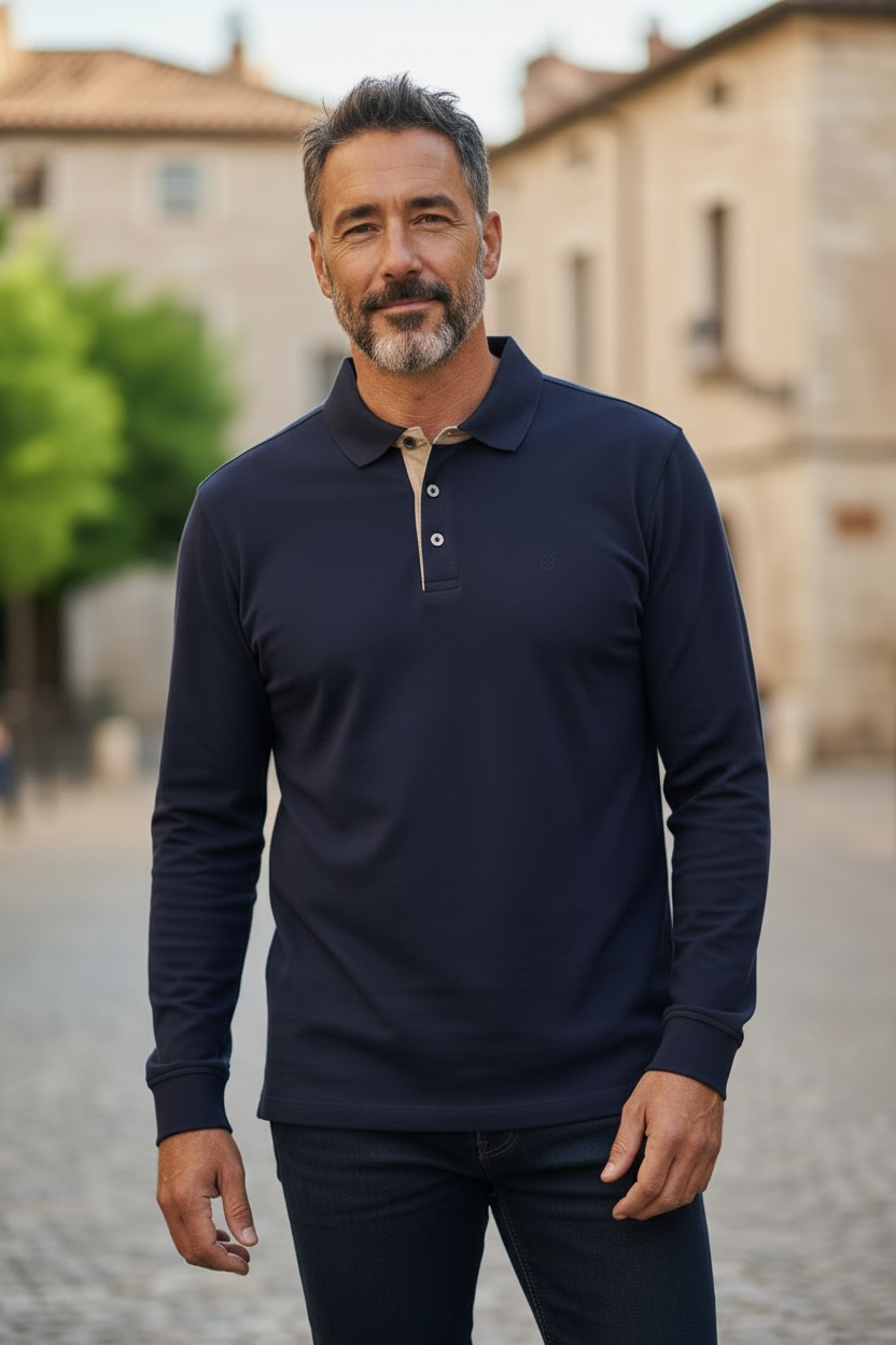 Image for BUGATTI LONG SLEEVE POLO SWEATSHIRT | Bugatti | Morans Menswear
