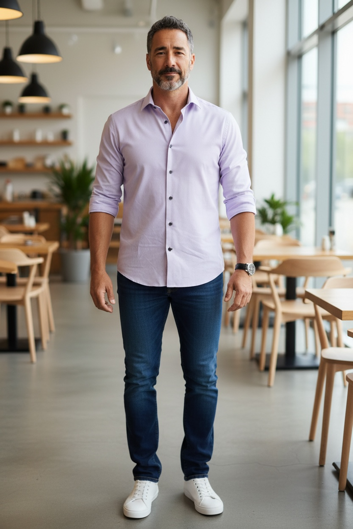 Image for 6TH SENSE STRIPED  LILAC SHIRT | 6th Sense | Morans Menswear