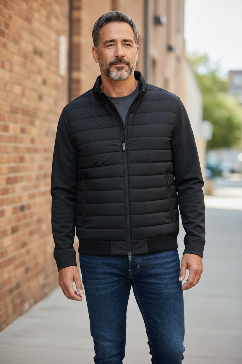 Image for BUGATTI LIGHT WEIGHT NAVY  HYBRID JACKET | Bugatti | Morans Menswear