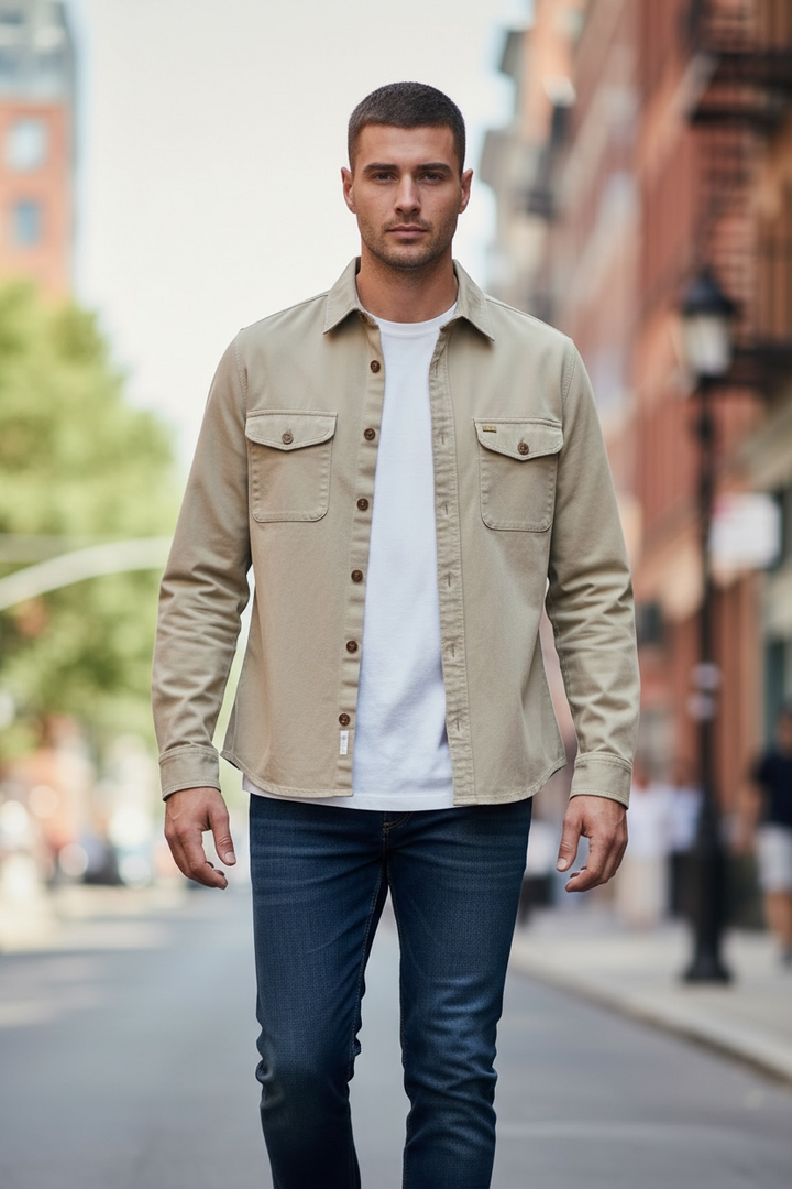 Image for 6TH SENSE DARK KHAKI OVERSHIRT | 6th Sense | Morans Menswear
